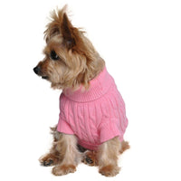 Winter Combed 100% Cotton Cable Knit Candy Pink Warm Dog Sweater