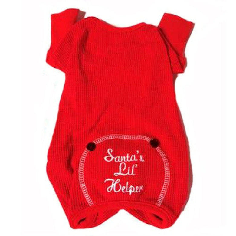 Christmas Holiday Red "Santa's Lil Helper" Embroidered Pet Pajamas