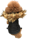 The Dog Squad Dog Coats XXS Ski Bunny Puffer with detachable hood, Shiny Black
