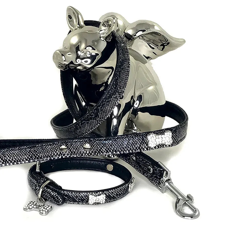 Mirage Pet Products Collars XL Faux Snake Skin Bone Pet Collar