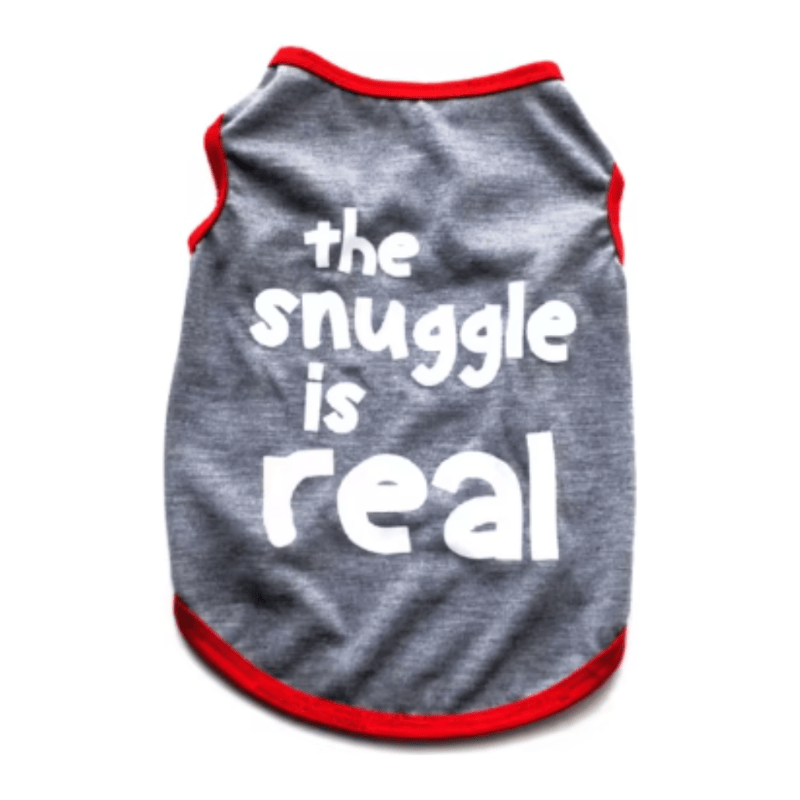 AE Tee's XS "The Snuggle Is Real" Grey Red Dog Tee
