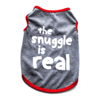 AE Tee's XS "The Snuggle Is Real" Grey Red Dog Tee