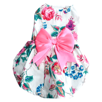 AE Dog Apparel XS Spring Flower Cream with Pink Bow Dog Dress