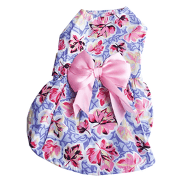 AE Dog Apparel XS Spring Flower Purple with Pink Bow Dog Dress