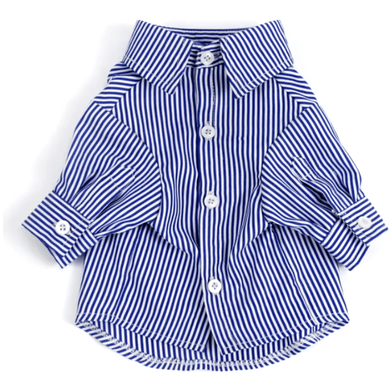 AE dog apparel XS Long Sleeve Blue Stripe Collared Dog Shirt