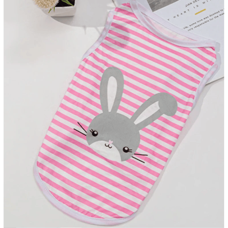 AE Tee's MD Striped Bunny Easter Spring Pink Dog Tee