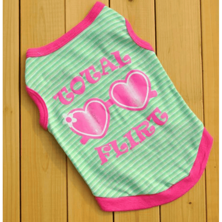 AE dog apparel Grn / XS Striped Total Flirt Dog Tee - 2 Colors