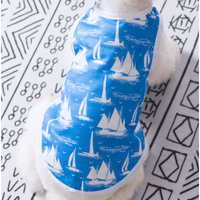 AE dog apparel Blue with White Sailboats Dog Tee