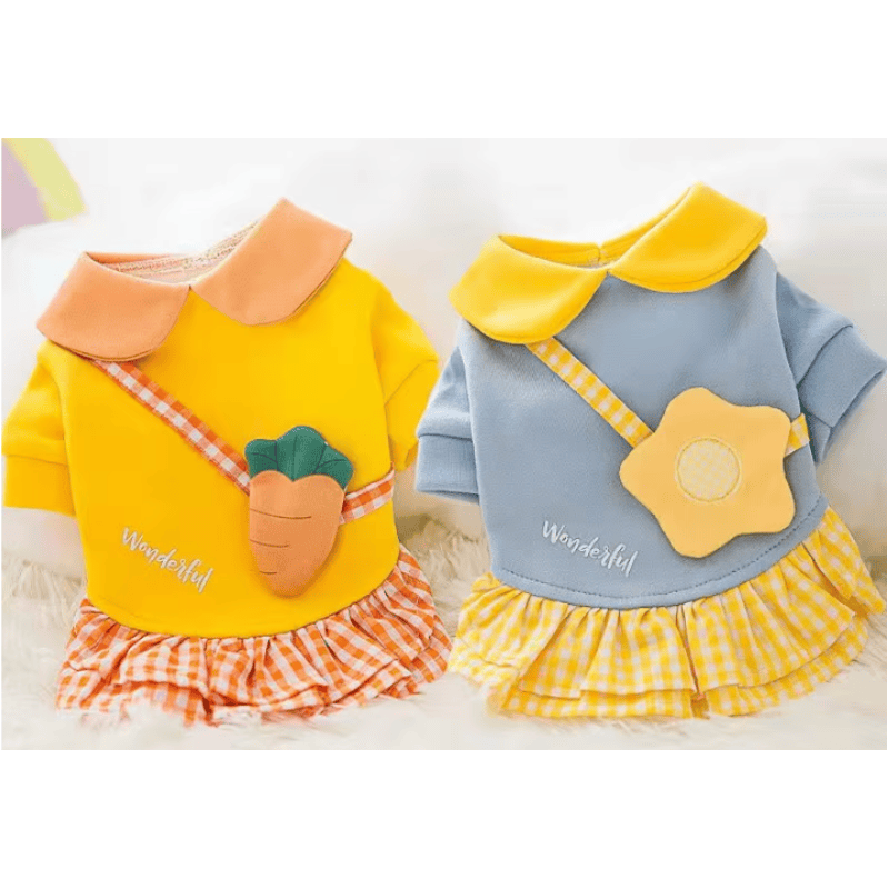 AE DRESSES Wonderful Daisy or Carrot Spring Dog Dresses - Blue or Orange