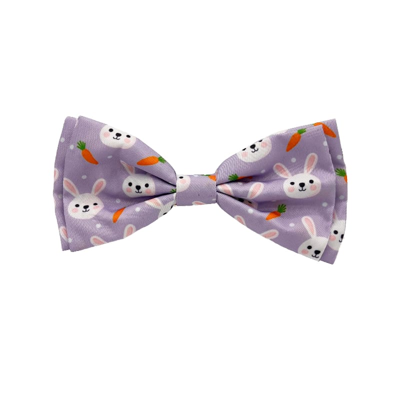 Huxley & Kent Bow Tie SM Funny Bunny & Carrots Purple Dog Bow Tie - 2 sizes