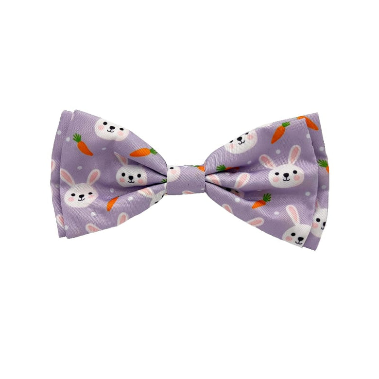 Huxley & Kent Bow Tie SM Funny Bunny & Carrots Purple Dog Bow Tie - 2 sizes