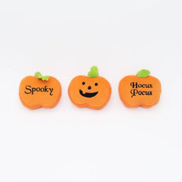 ZippyPaws dog toys Halloween Miniz Pumpkins Plush Squeak Dog Toy Set - 3 Pc
