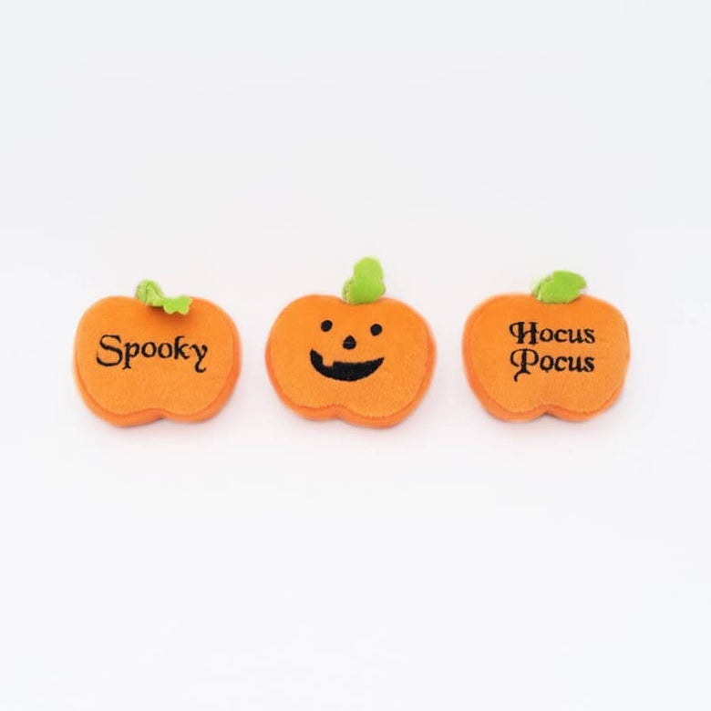 ZippyPaws dog toys Halloween Miniz Pumpkins Plush Squeak Dog Toy Set - 3 Pc