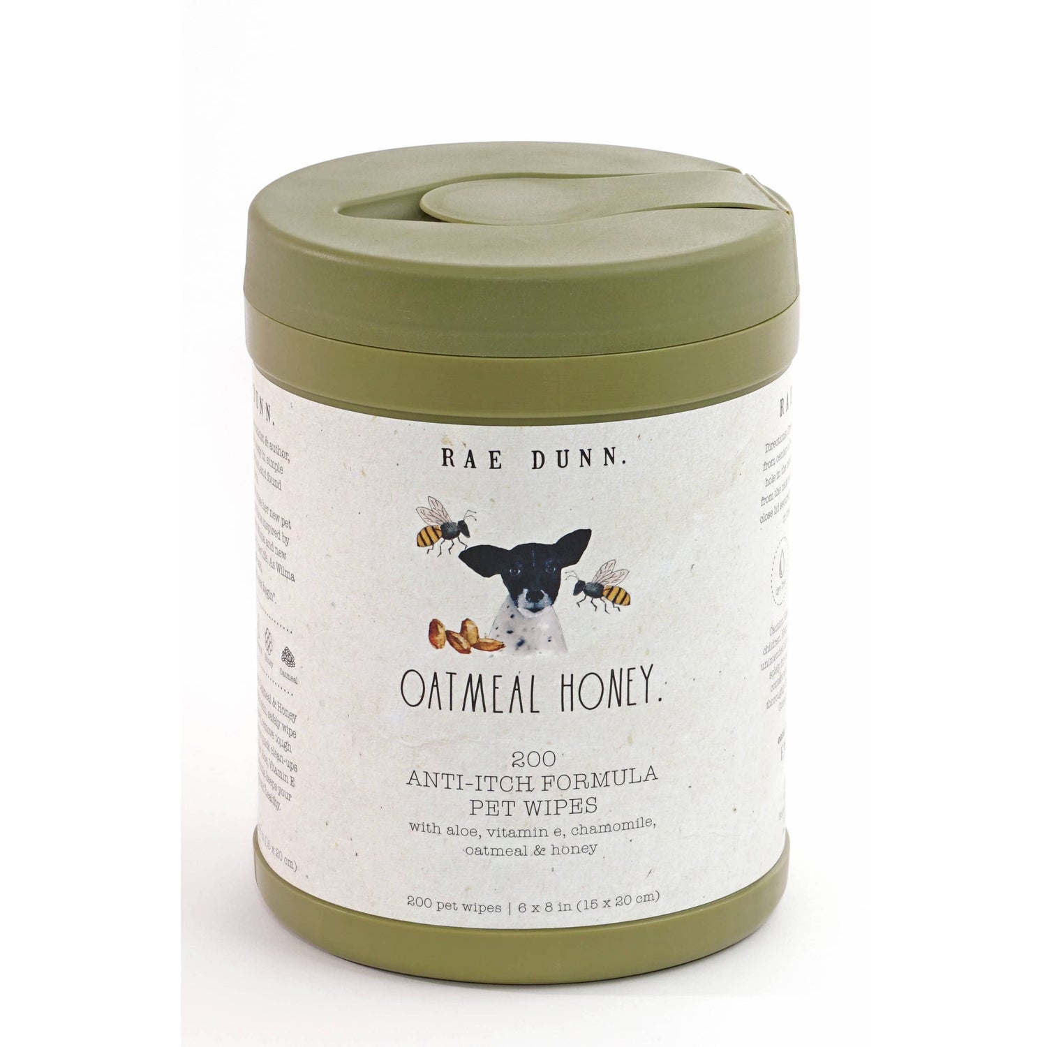 Precious Tails Bath&body Oatmeal honey Rae Dunn Pet Wipes Canister - Oatmeal Honey 200 ct