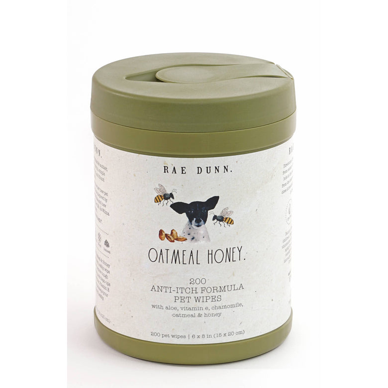 Precious Tails Bath&body Oatmeal honey Rae Dunn Pet Wipes Canister - Oatmeal Honey 200 ct
