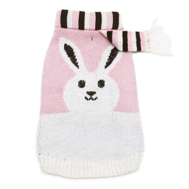 Dogo Pet Fashions Sweaters XXS Bunny with Striped Scarf Design Easter Spring Dog Sweater