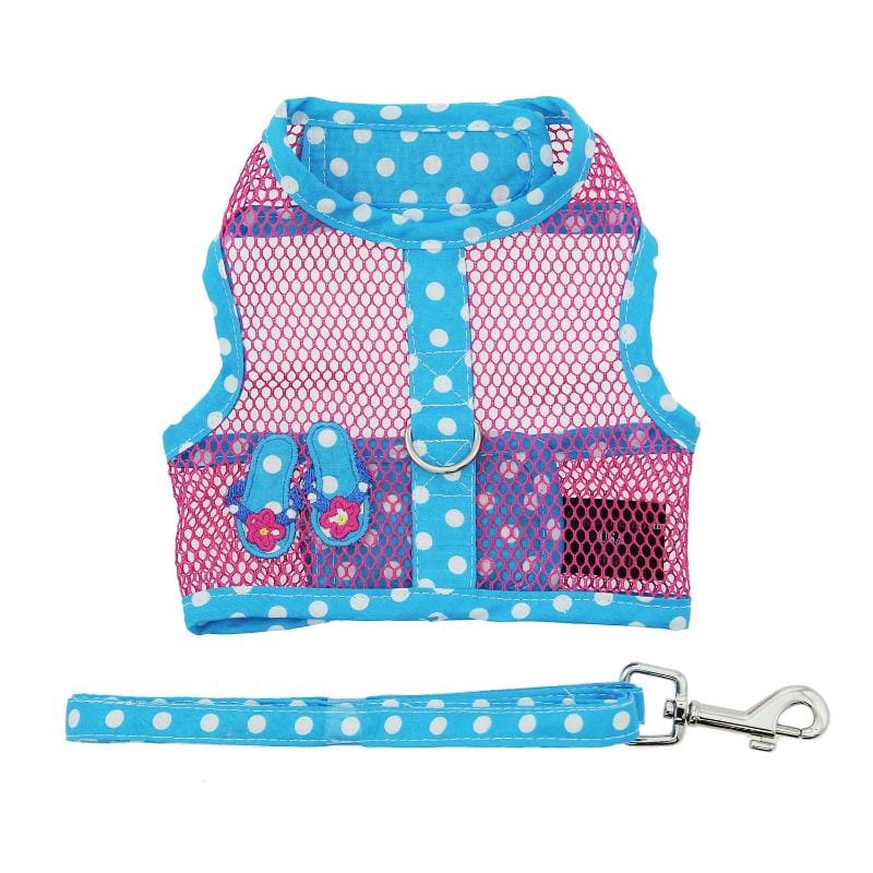 Doggie Design, Inc Harnesses XS Under the Sea Collection - Cool Mesh Dog Harness with Leash - Pink and Blue Flip Flop