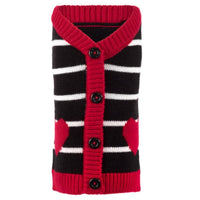 The Worthy Dog Sweaters SM Hearts & Stripes Dog Cardigan