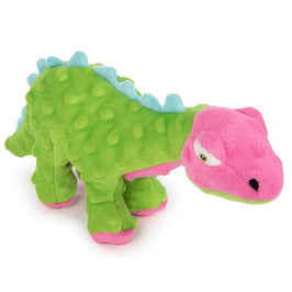 GoDog dog toys Dinos Spike Green and Pink Plush Squeak Dog Toy
