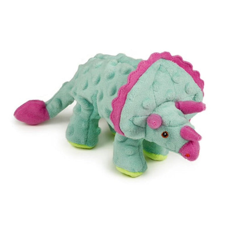 GoDog dog toys Teal Triceratops Plush Squeak Dog Toy
