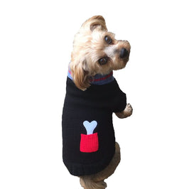 Dallas Dogs, Ltd. Sweaters 8" Bone on Board Black with Red Bone Pocket Turtleneck Pet Sweater