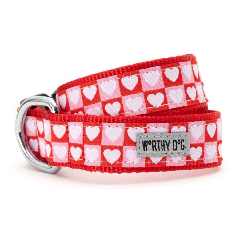 The Worthy Dog COLLARS XS Colorblock Hearts Red Dog Collar