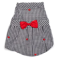 The Worthy Dog Dresses XS Gingham Red Hearts Red Bow Dog Dress - Size XS