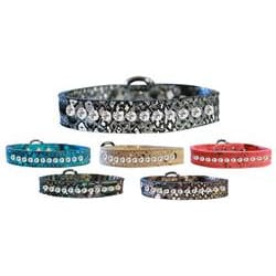 Mirage Pet Products Collars 10" / Cpr One Row Clear Jeweled Dragon Skin Genuine Leather Dog Collar