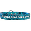 Mirage Pet Products Collars 12" / Blu One Row Clear Jeweled Dragon Skin Genuine Leather Dog Collar
