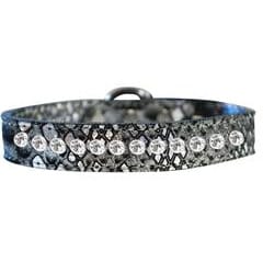 Mirage Pet Products Collars 12" / Svr One Row Clear Jeweled Dragon Skin Genuine Leather Dog Collar