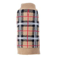 The Worthy Dog Sweaters XXS Tan Plaid Pet Sweater