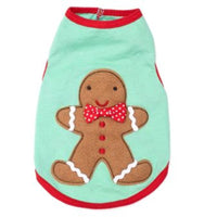 The Worthy Dog Tee's LG Gingerbread Andy Holiday Green Dog Tee