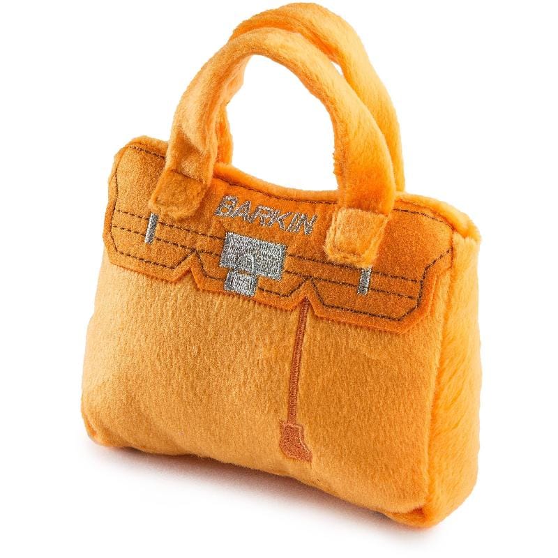 Haute Diggity Dog dog toys Barkin Bag Orange Plush Squeak Dog Toy