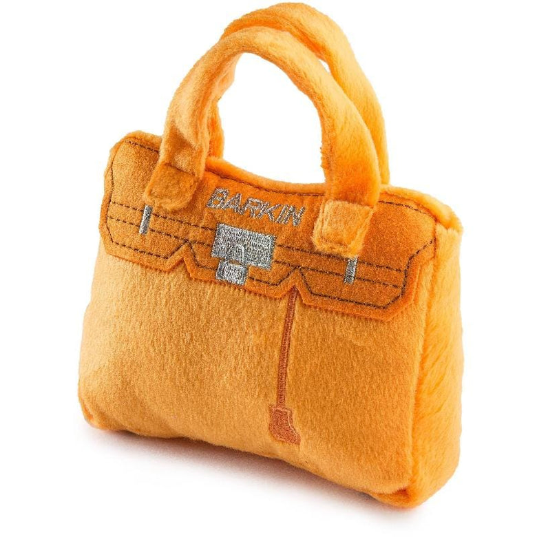 Haute Diggity Dog dog toys Barkin Bag Orange Plush Squeak Dog Toy