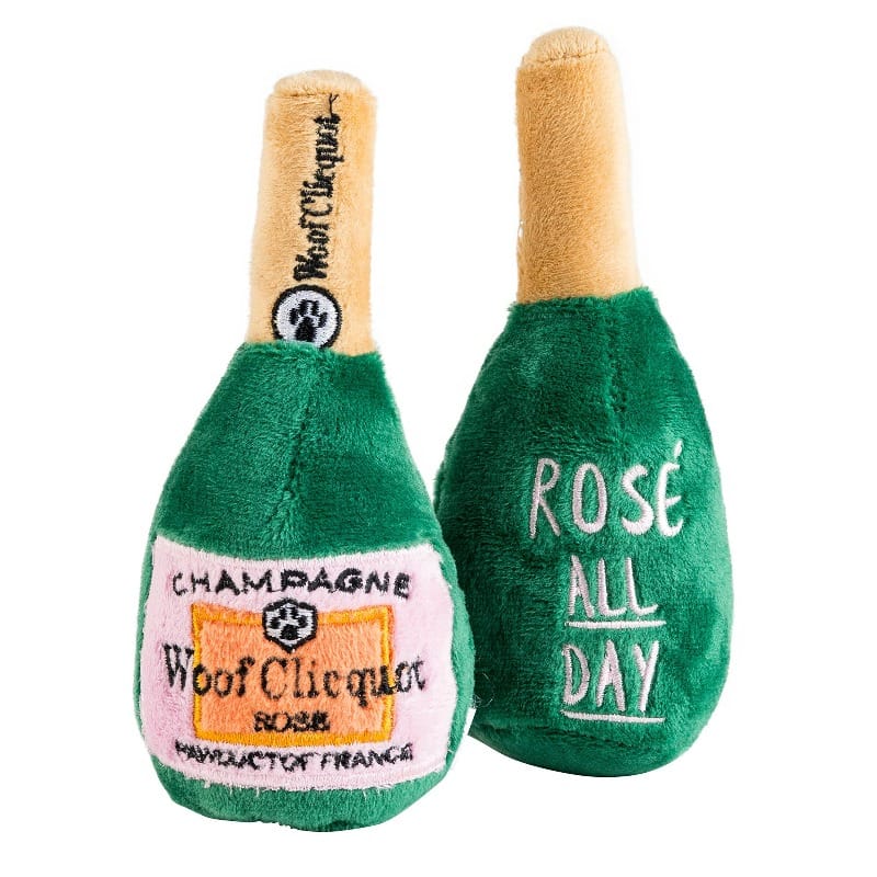 Haute Diggity Dog dog toys S Woof Clicquot Rose' Bottle Squeaker Plush Dog Toy - 3 Sizes