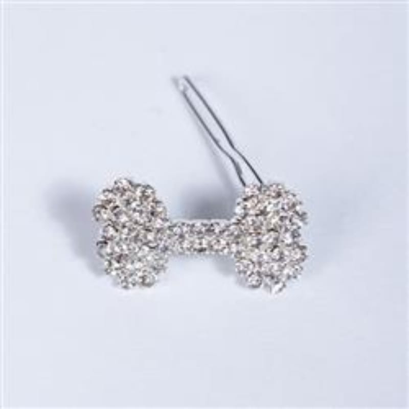 Hello Doggie Barrettes Crystal Bone Pet Barrette: Silver