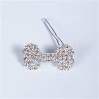 Hello Doggie Barrettes Crystal Bone Pet Barrette: Silver