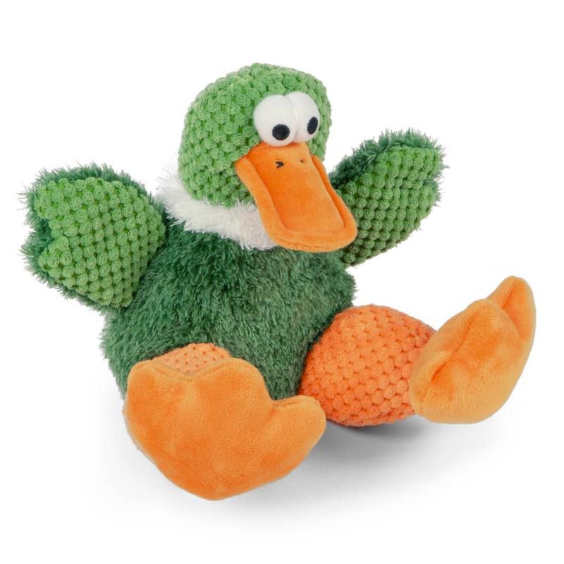 GoDog dog toys SM Checkers Sitting Duck w/Chew Guard Plush Squeak Dog Toy - 2 Sizes