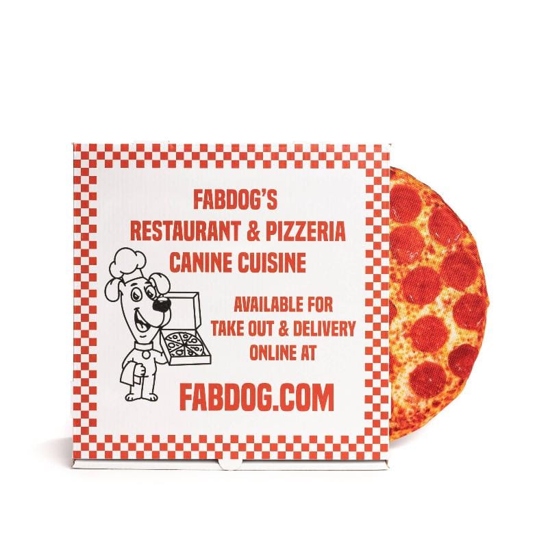 fabdog dog toys 10" Pizza in the Box Squeaky Dog Toy