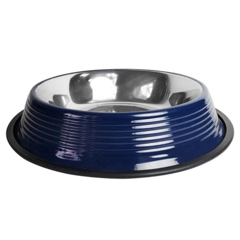 JoJo Modern Pets Bowls 24oz Ribbed No Tip Non Skid Bowl for Cats and Dogs - Poseidon Blue