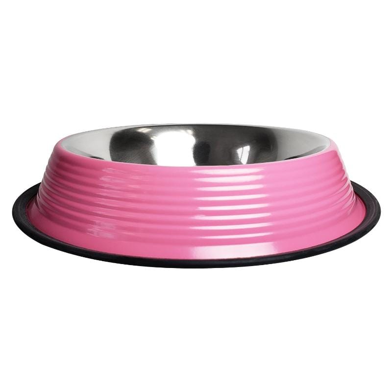 JoJo Modern Pets Bowls 16oz Ribbed No Tip Non Skid Bowl for Cats and Dogs - Carnation Pink 16 oz