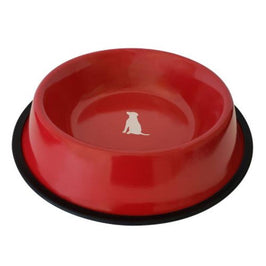 JoJo Modern Pets Bowls 64oz Non Skid Red Bowl With White Dog Design