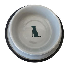 JoJo Modern Pets Bowls 8oz Non Skid Cool Gray Bowl with Teal Dog Design