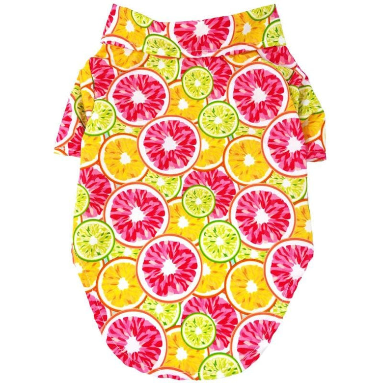 Doggie Design, Inc Collared Shirts 2XS Hawaiian Citrus Slices Colorful Camp Dog Shirt