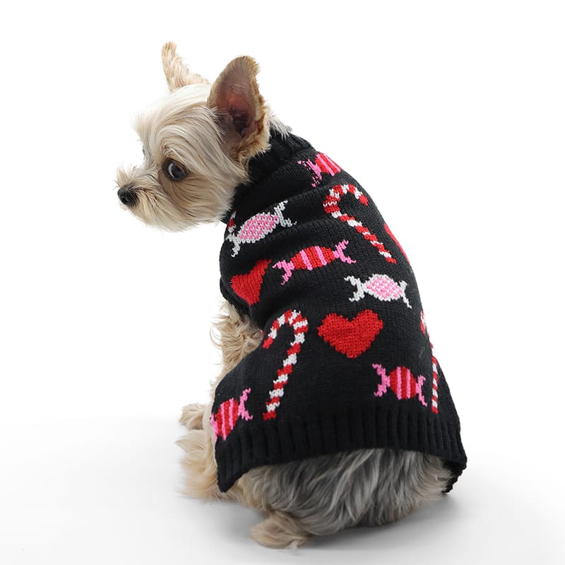 Dogo Pet Fashions SWEATERS Holiday Candy Black Dog Sweater