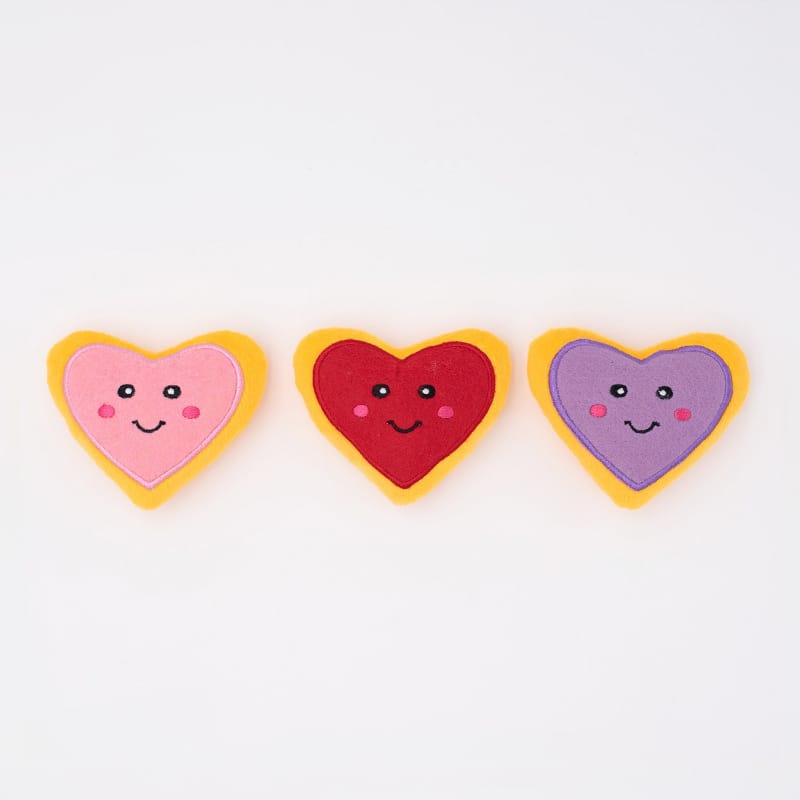 Zippypaws dog toys Valentine's Miniz Heart Cookies Plush Squeak Dog Toys - 3 Pc