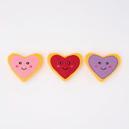Zippypaws dog toys Valentine's Miniz Heart Cookies Plush Squeak Dog Toys - 3 Pc