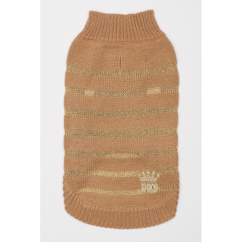Barker's Bowtique Sweaters XS Metallic Stripe Pet Sweater - Gold
