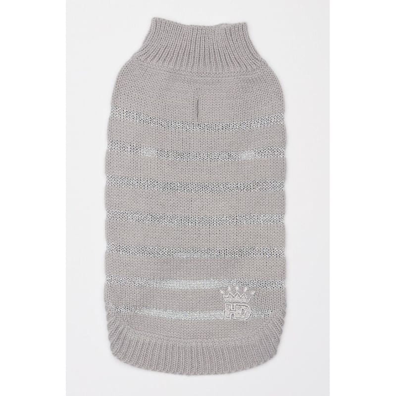 Barker's Bowtique Sweaters XS Metallic Stripe Pet Sweater - Silver