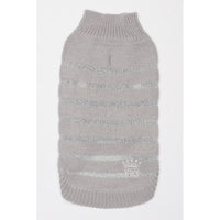 Barker's Bowtique Sweaters XS Metallic Stripe Pet Sweater - Silver